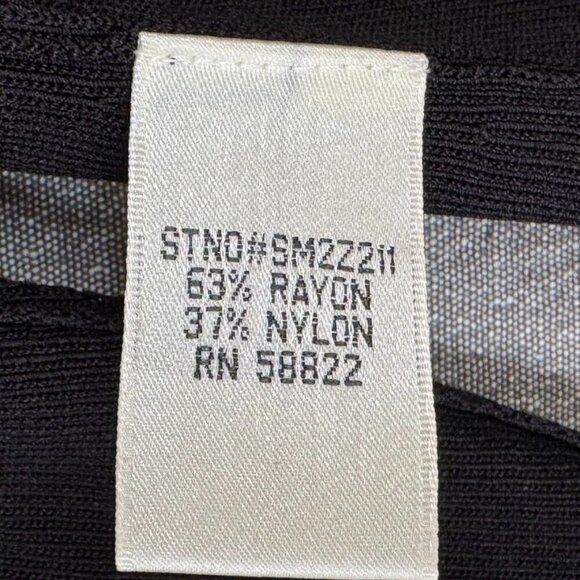 90s Vintage Max Studio Black Stretch Knit w/ White Piping Button Front Shirt - Picture 12 of 13